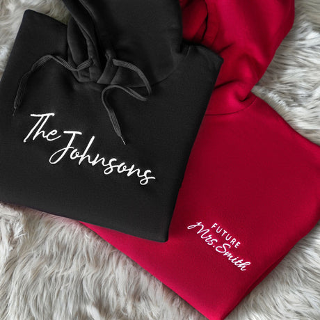 Custom Embroidered Couple Matching Sweatshirt, Custom Embroidered Unisex Hoodie, Personalized Date First Anniversary Gift, Gift for Her, Him - Arria Home