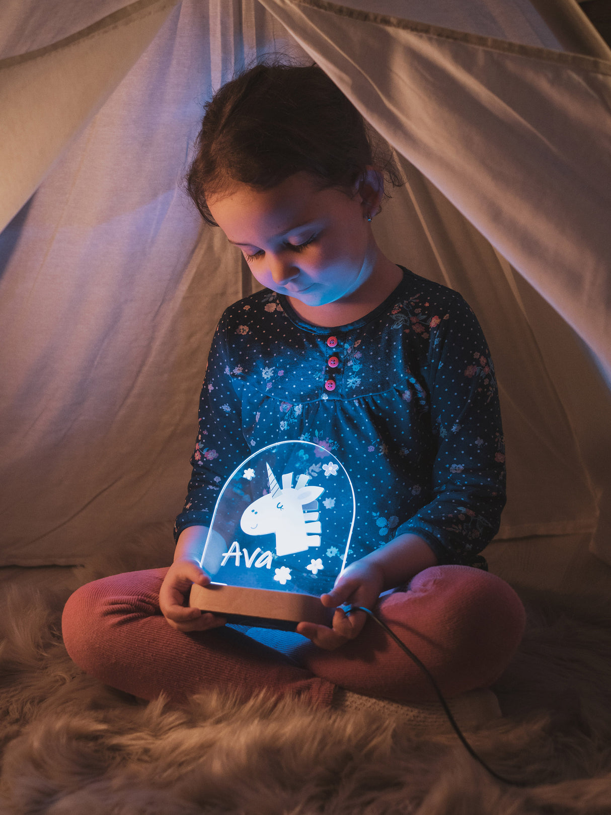 Baby Name Personalized RGB Night Light, Unicorn Kid Room Decor, Boho Rainbow Night Lamp, Bedroom Decor, Personalized Gift for Daughter, Kids - Arria Home