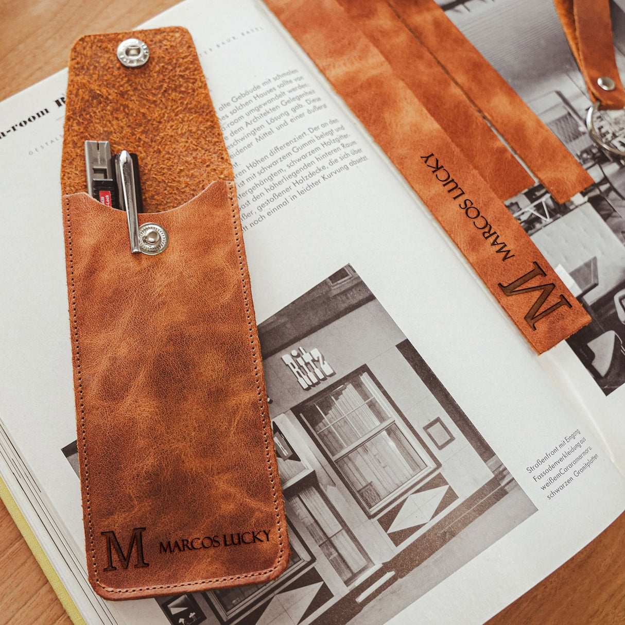 Personalized Engraved Leather Pencil Case, Custom Bookmark, Anniversary Gift, Pencil Pouch Cute Pencil Case, Christmas Gift, Gift For Him - Arria Home