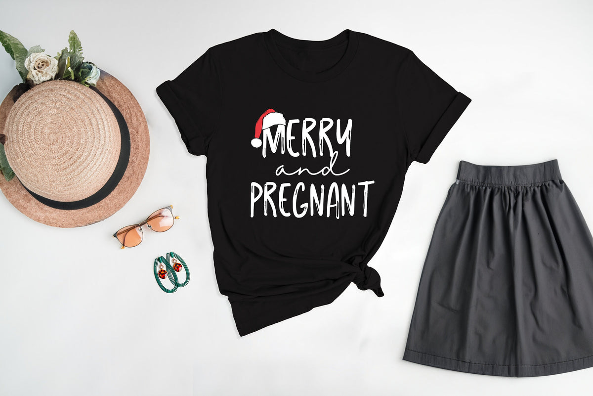 Merry And Pregnant Shirt, Pregnancy Announcement Shirt, Christmas Pregnant Shirt, Christmas Pregnancy Shirt, Funny Pregnancy Tee