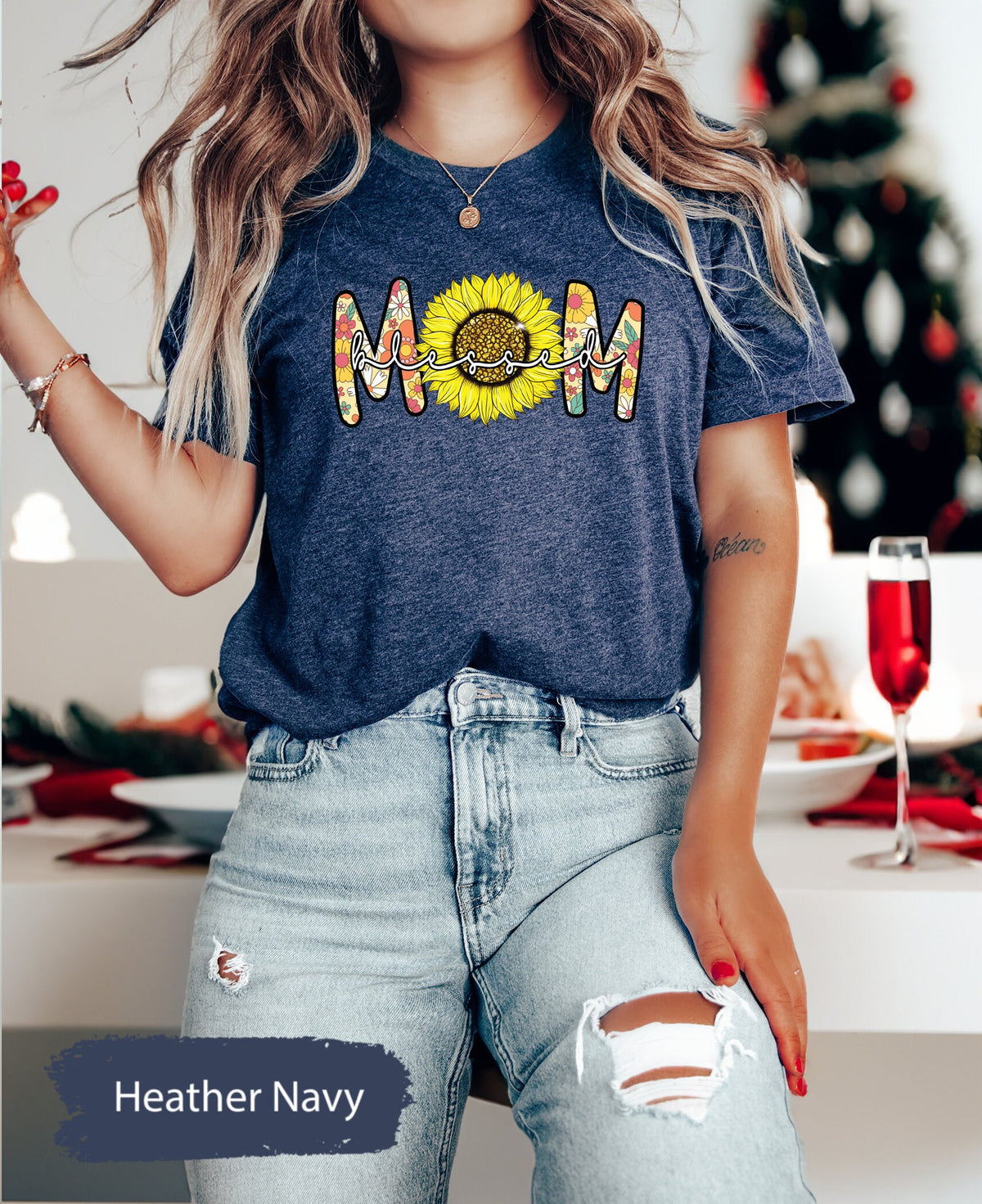 Retro Sunflower Blessed Mom Shirt, Gift for Mom, Gift for Her, Mom Gift, Mama Shirt, Mother Shirt, Vintage Mom Shirt, Mothers Day Shirt