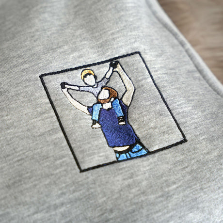 Custom Embroidered Portrait from Photo Sweatshirt, Custom Embroidered Hoodie, Gift for Dad, Gift for Him, Personalized Crewneck, Christmas - Arria Home