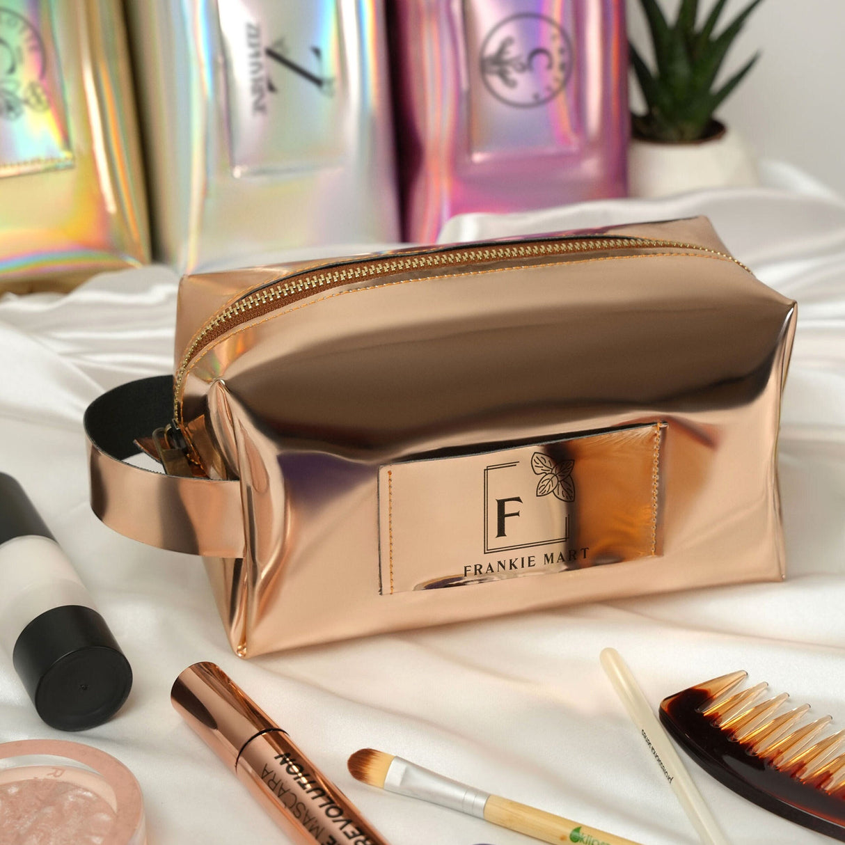 Custom Leather Makeup Bag, Personalized Clutch, Cosmetic Bag Pouch, Anniversary Gift for Her, Mom Gift, Mothers Day Gift, Christmas Gift - Arria Home