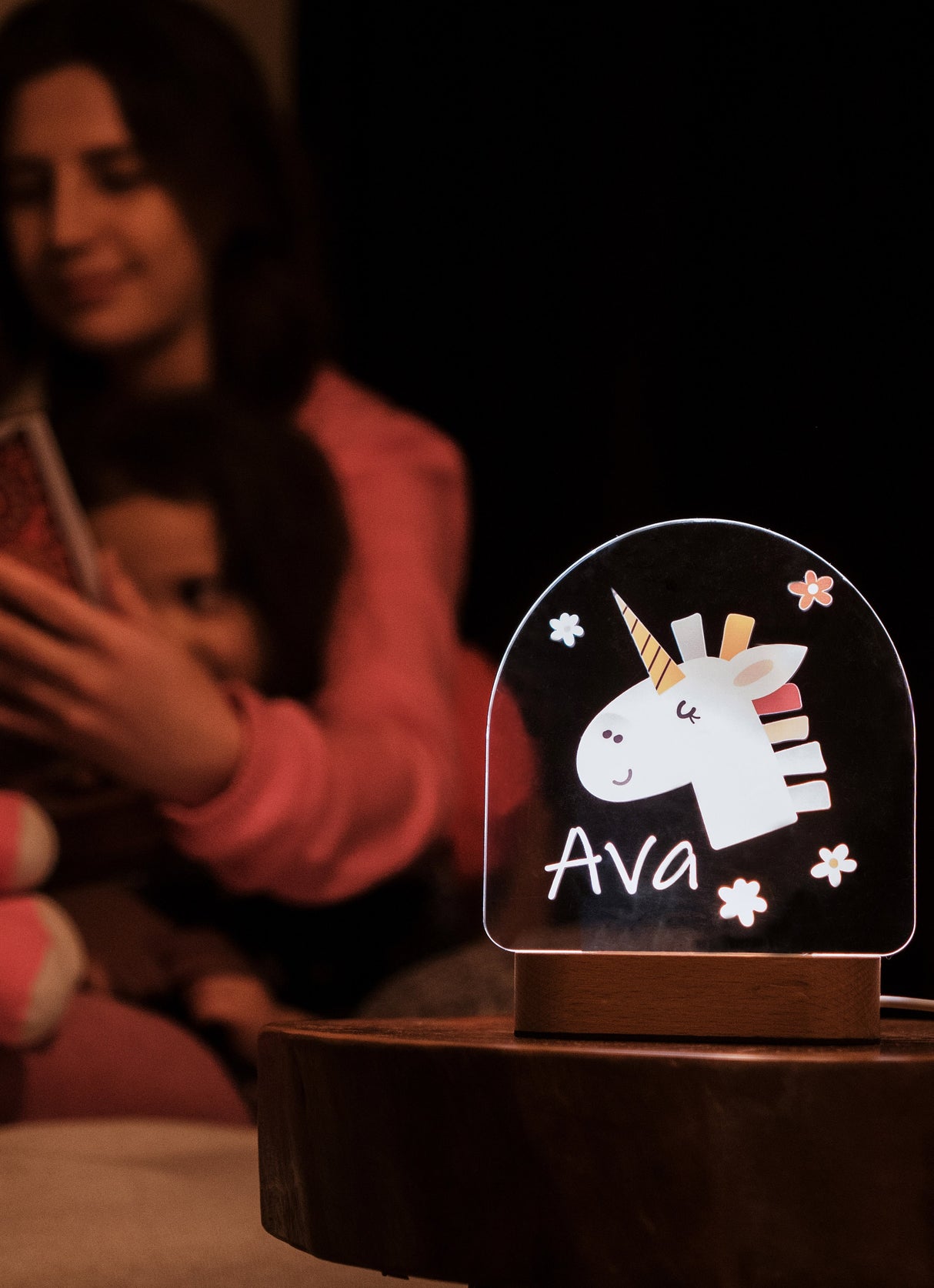 Custom Baby Night Light, RGB Remote Control Wooden Personalized Led Night Light, Baby Shower Gift, Nursery Bedroom Decor, Gift for Baby - Arria Home