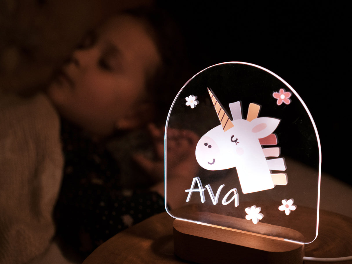 Custom Baby Night Light, RGB Remote Control Wooden Personalized Led Night Light, Baby Shower Gift, Nursery Bedroom Decor, Gift for Baby - Arria Home