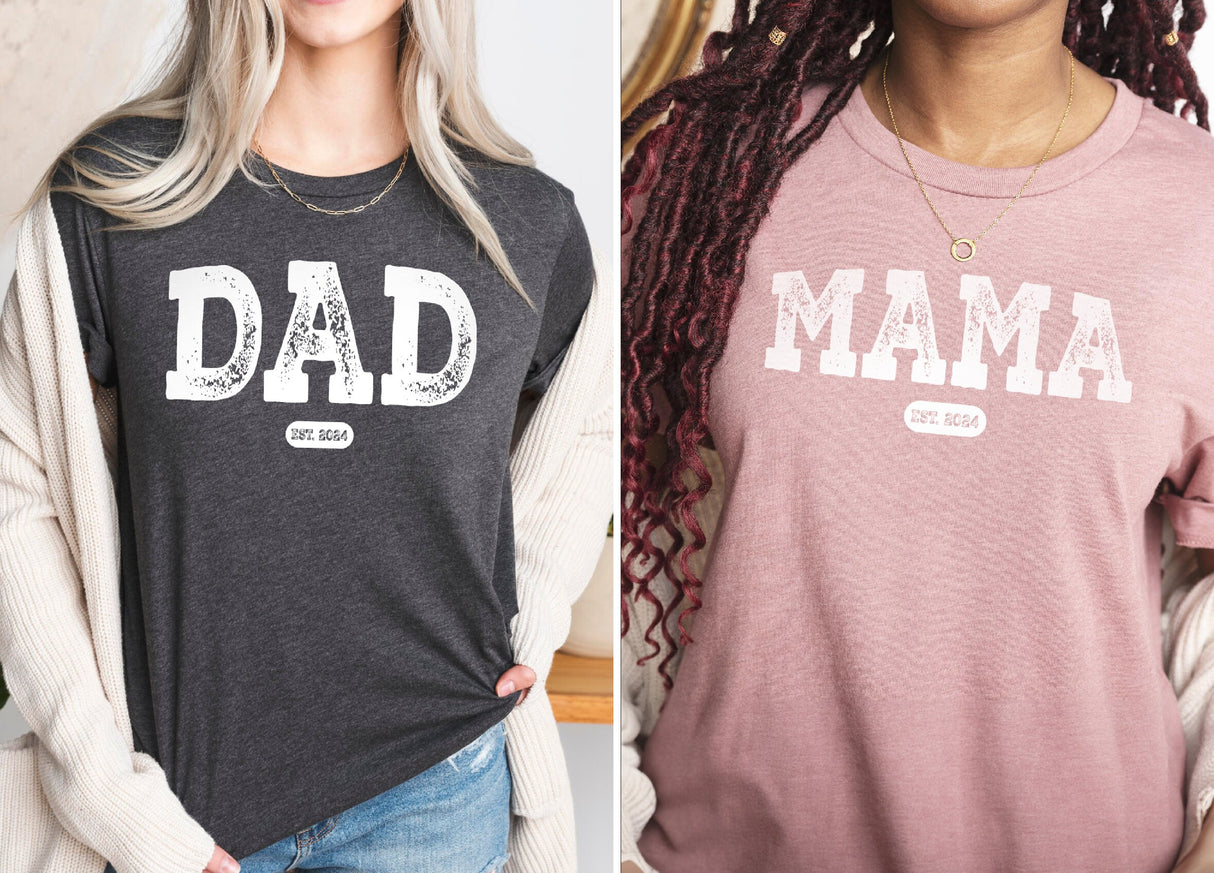 Dad Mama Shirt, Matching Couple Tees, Bridal Party Tshirts, Wedding Tshirt, Honeymoon Tee, Wedding Party Gift, Love Gifts, Couple Shirts