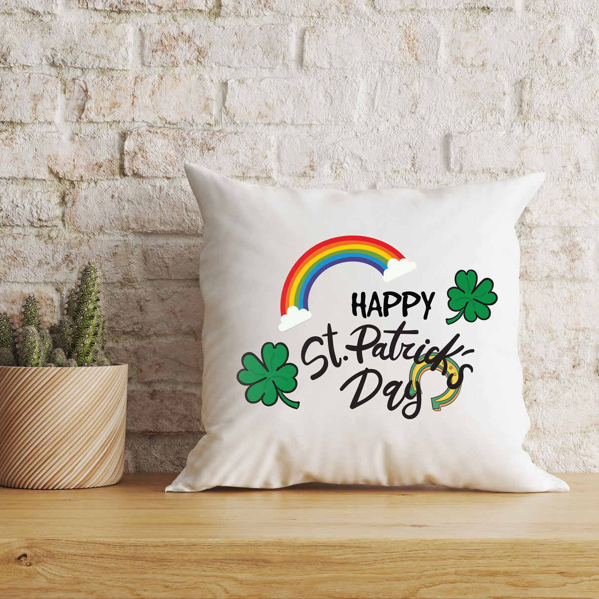 Custom Shamrock Lucky Pillow, St Patrick's Day Pillow Cover, Irish Day Gift, Lucky Charm Pillow, Personalized Throw Pillow, Four Leaf Clover - Arria Home