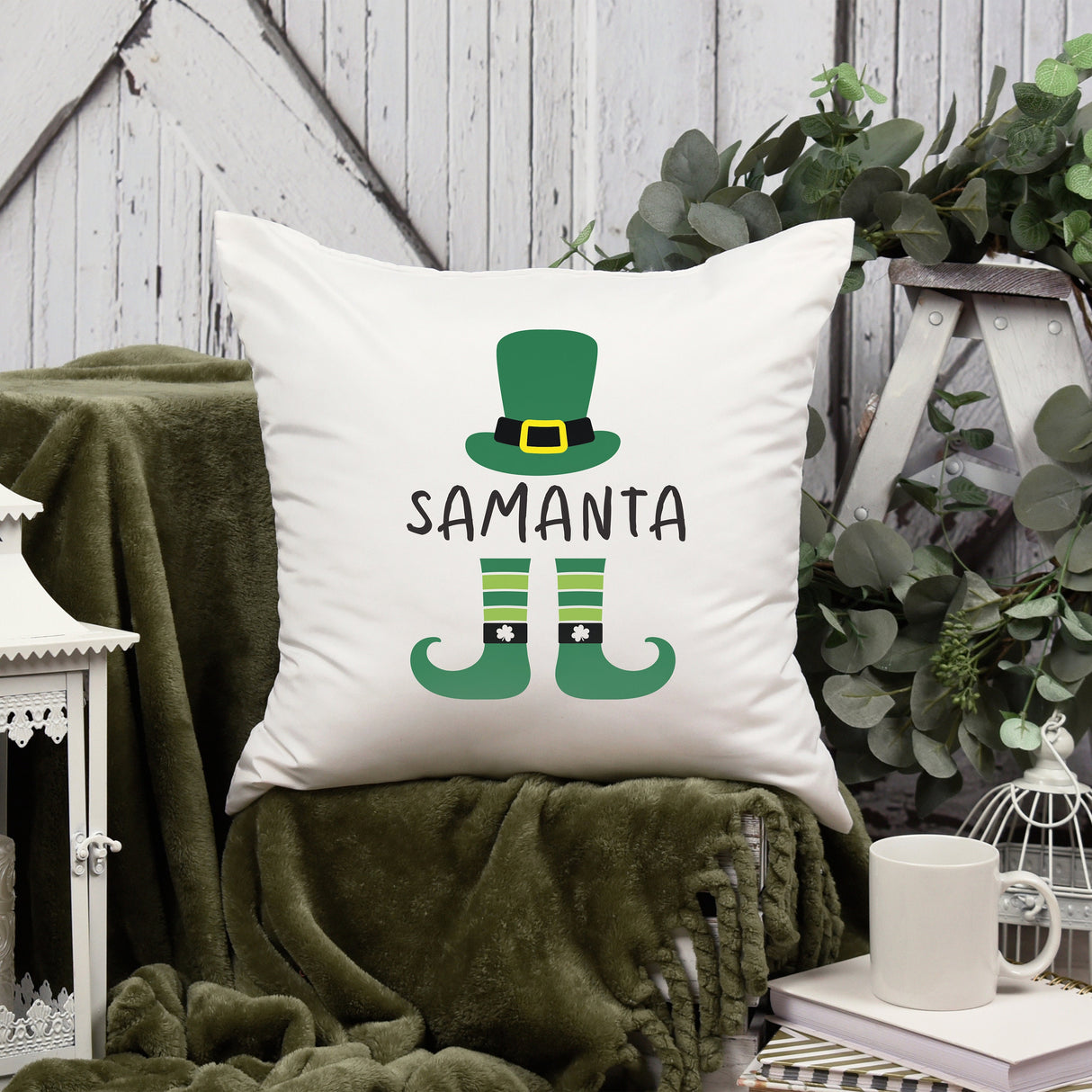 Custom Shamrock Lucky Pillow, St Patrick's Day Pillow Cover, Irish Day Gift, Lucky Charm Pillow, Personalized Throw Pillow, Four Leaf Clover - Arria Home