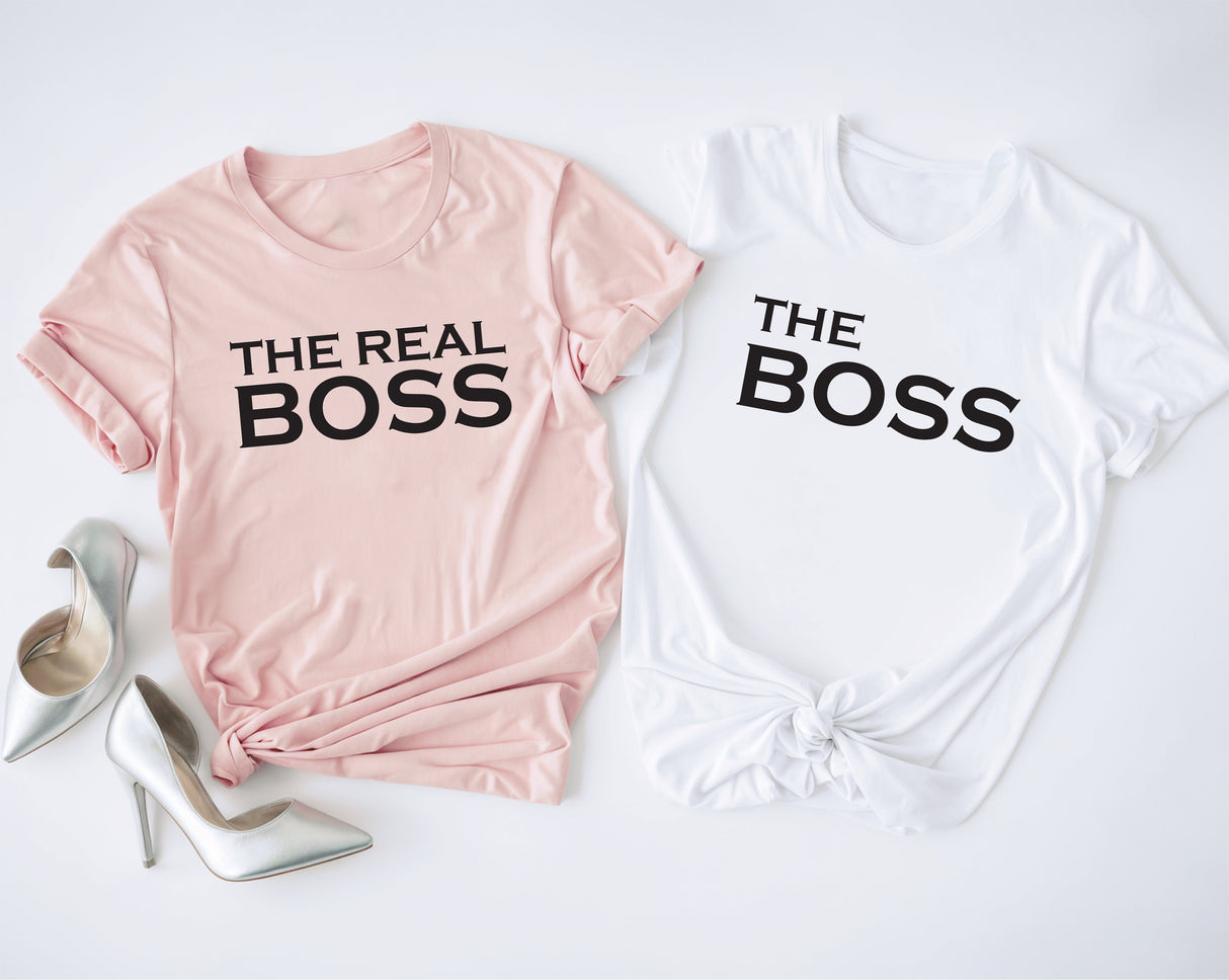 The Real Boss Matching Couple Tees, Bachelorette Shirts, Wedding Party Tee, Bachelor Tshirts, Couple Gifts, Gift for Her, Valentines Day