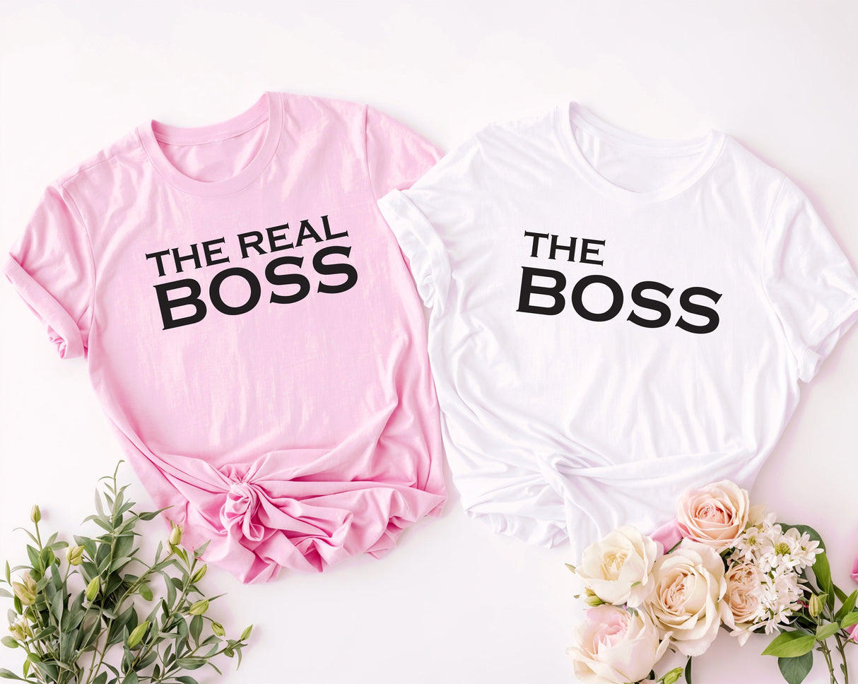 The Real Boss Matching Couple Tees, Bachelorette Shirts, Wedding Party Tee, Bachelor Tshirts, Couple Gifts, Gift for Her, Valentines Day