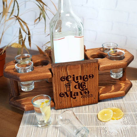 Pesonalized Wooden Tequila Board, Cinco De Mayo Decorations, Custom Tequila Board with Shot Glasses, Cinco De Mayo Bachelorette Party Decor - Arria Home