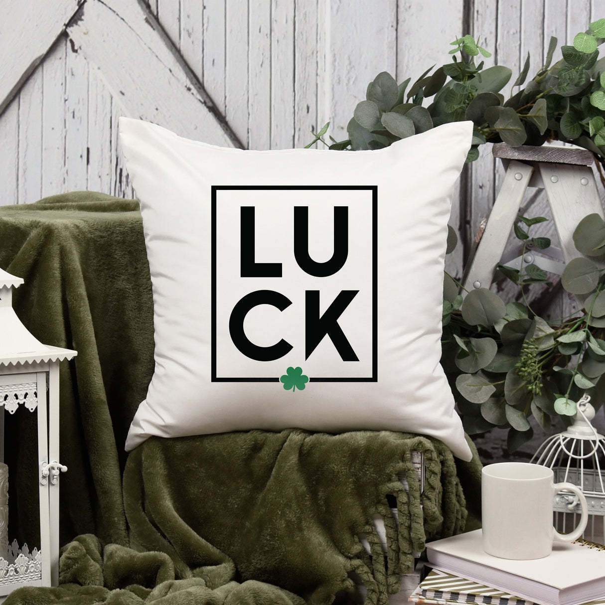 Custom Shamrock Lucky Pillow, St Patrick's Day Pillow Cover, Irish Day Gift, Lucky Charm Pillow, Personalized Throw Pillow, Four Leaf Clover - Arria Home