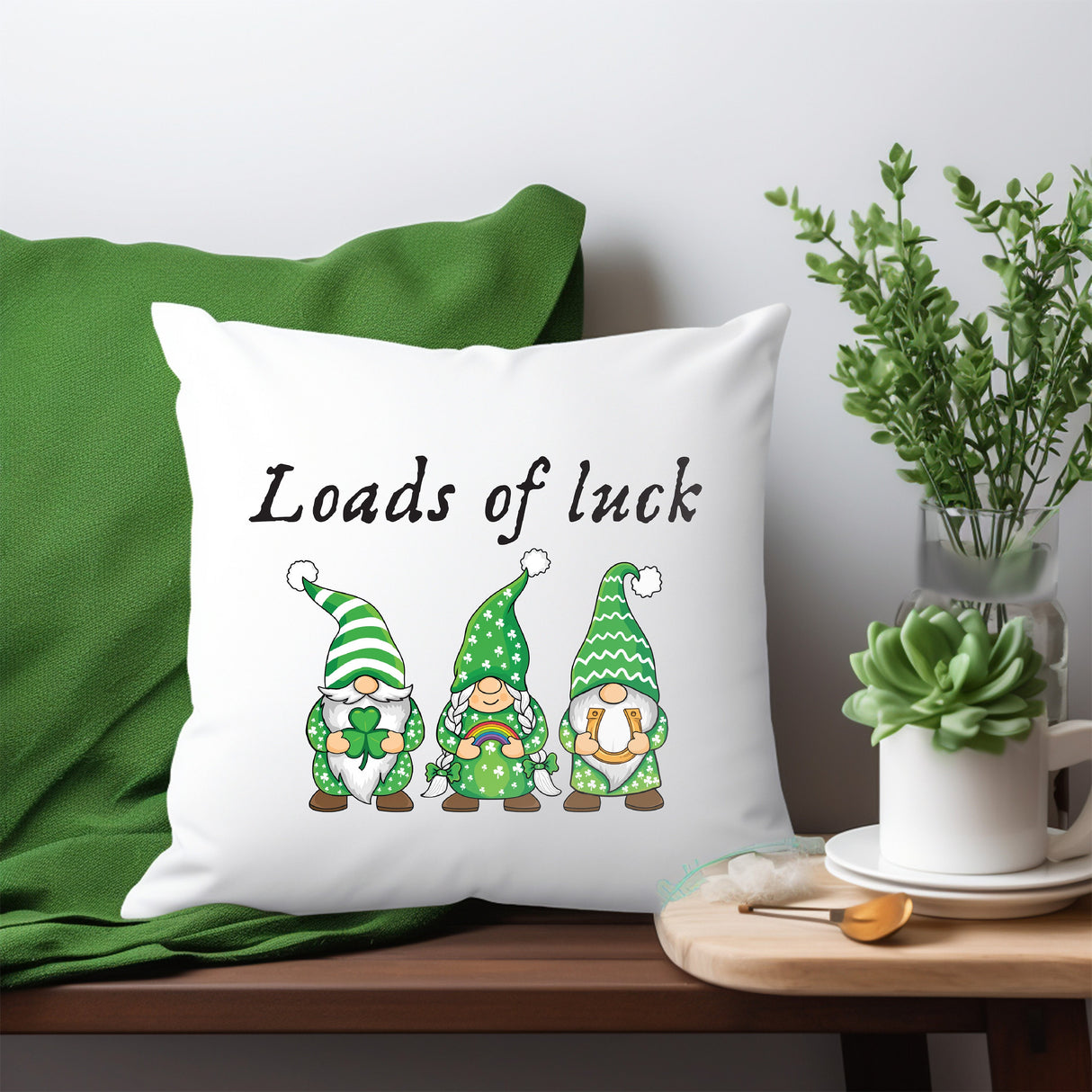 Custom Shamrock Lucky Pillow, St Patrick's Day Pillow Cover, Irish Day Gift, Lucky Charm Pillow, Personalized Throw Pillow, Four Leaf Clover - Arria Home