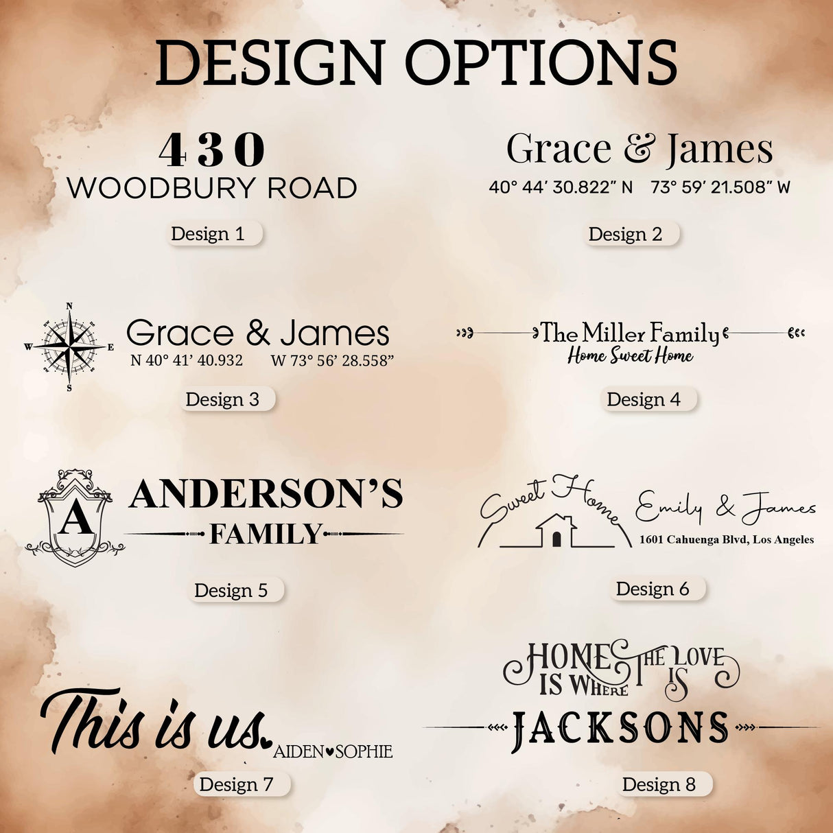 a bunch of different font and numbers on a brown background