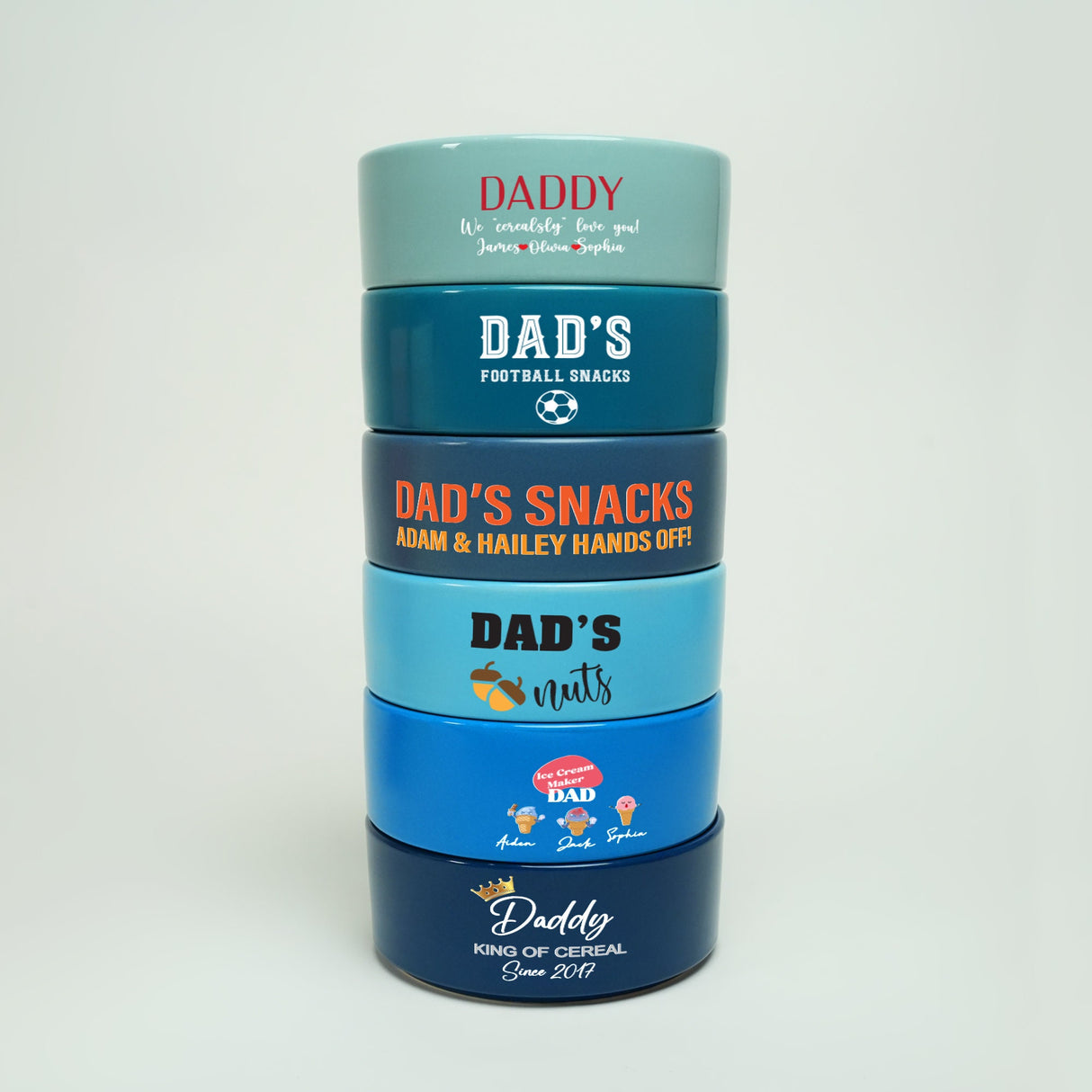 a stack of dad's snacks stacked on top of each other