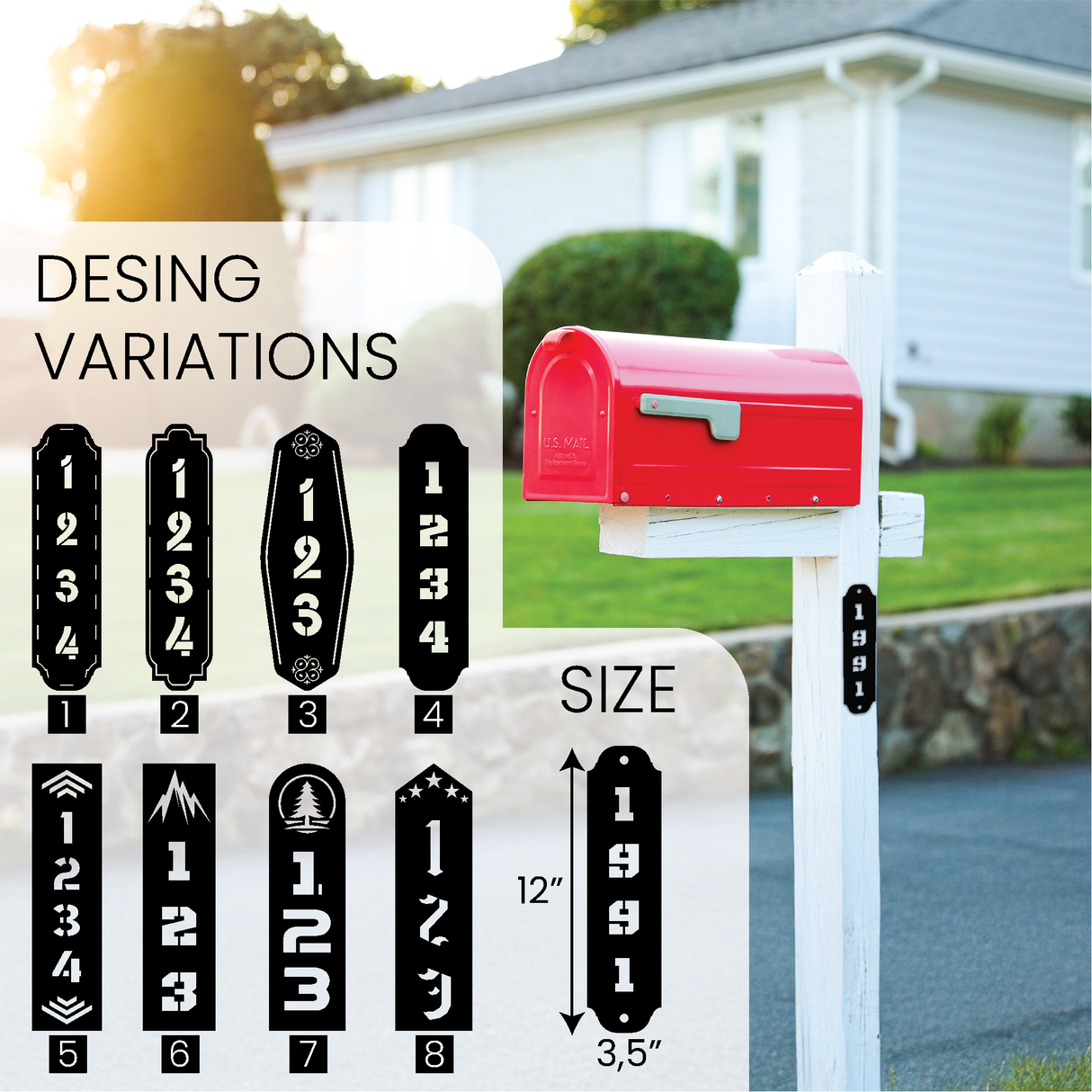 Personalized Weatherproof Metal Mailbox Numbers: House Number Plate for Driveway Posts