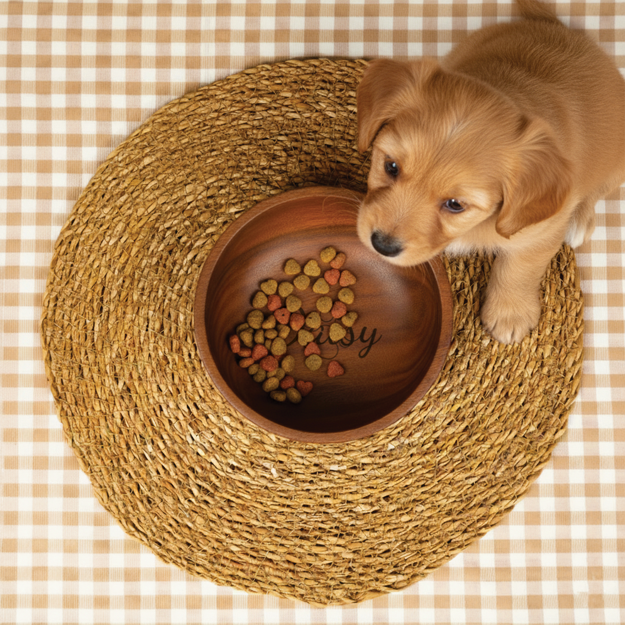 Personalized Pet Bowl: Handmade Wooden Dog/Cat Feeder Dishes, Dog Mom Gift