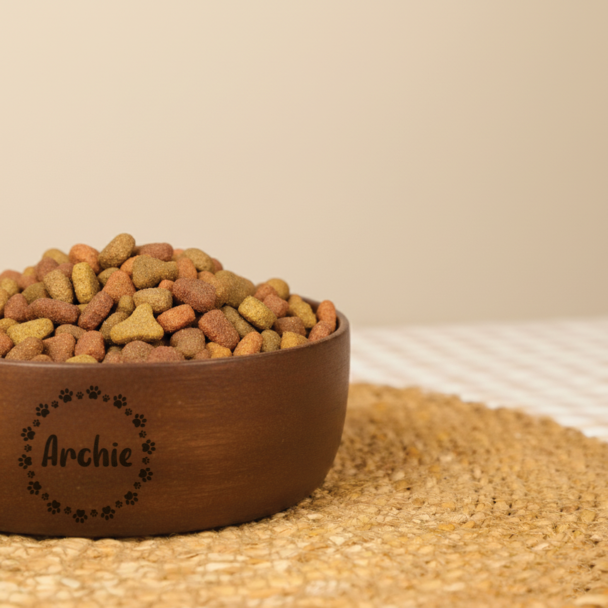 Personalized Wooden Pet Food & Water Dish: Custom Pet Bowl, Christmas Gift for Pet Owners