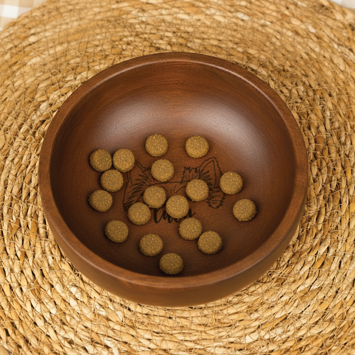 Custom Dog Ears Wooden Pet Bowl: Personalized Feeding Dish, Cute Puppy Gift