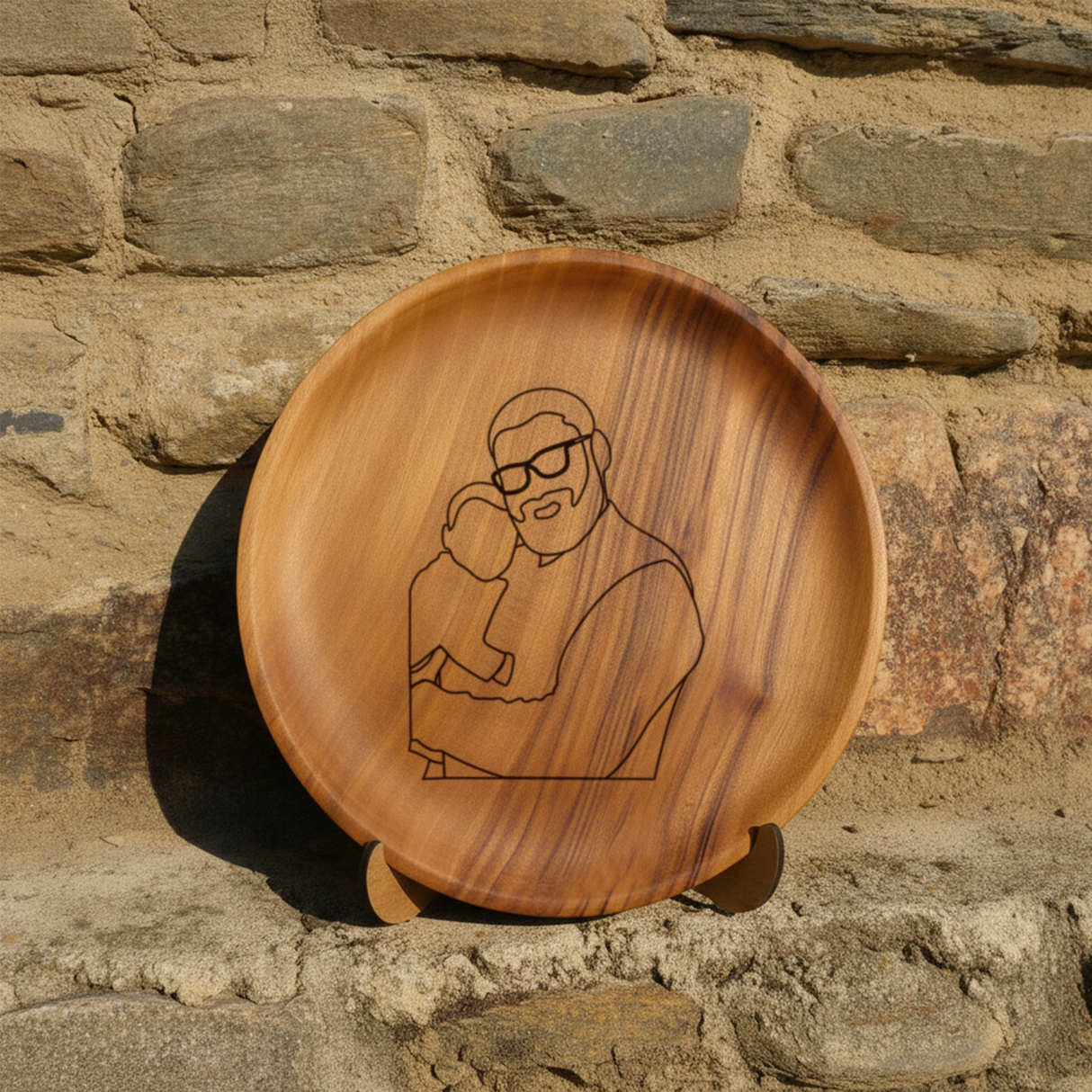 Custom Wooden Portrait from Photo Platter: Handmade Family Keepsake, Chirstmas Gift