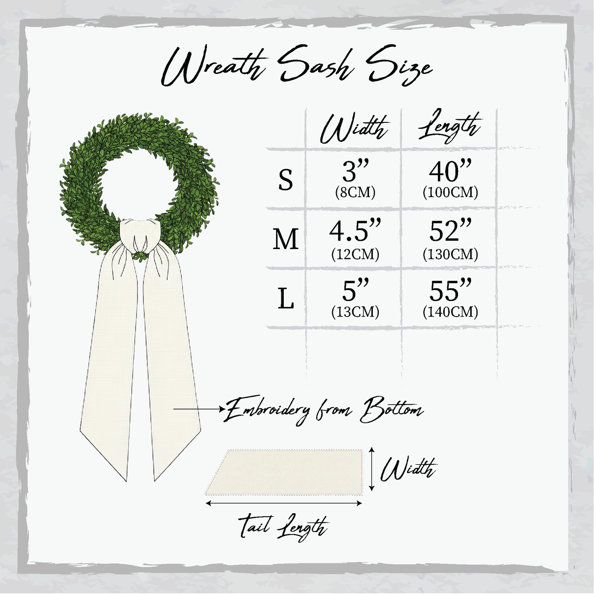 Christmas Tree Wreath Sash with Custom Embroidered: Satin Holiday Door Ribbon