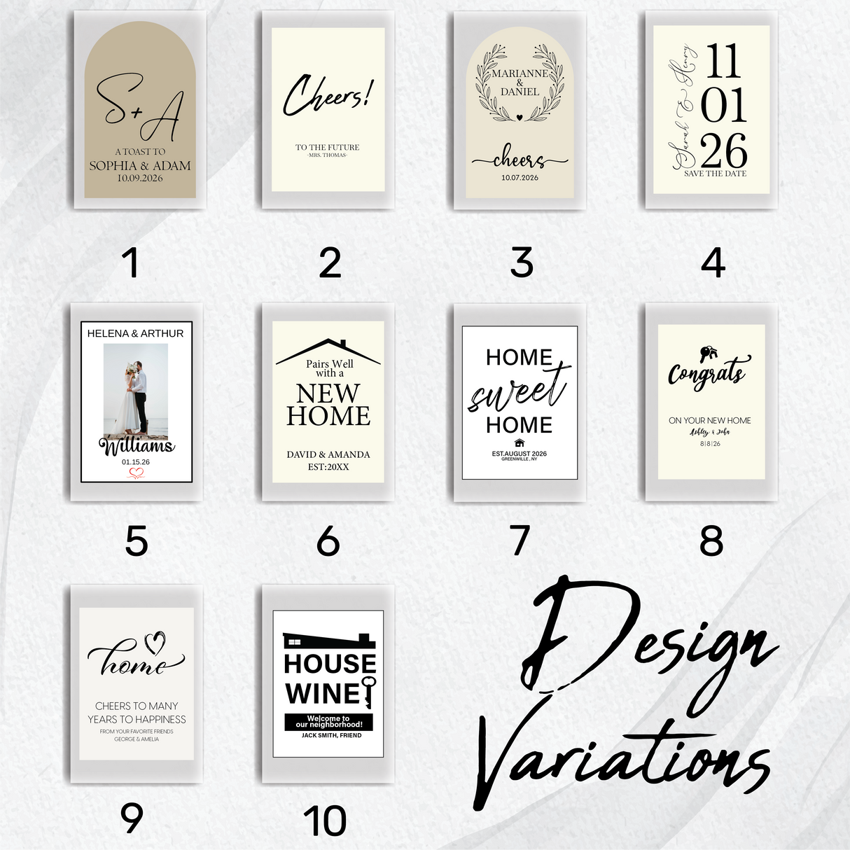 Personalized Wine Label: Custom Bottle Couples Name Sticker, Housewarming Gift