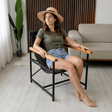 Vintage Brown Genuine Leather Lounge Chair, Mid-Century Modern Home Furniture