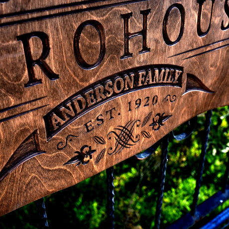 a close up of a wooden sign on a fence