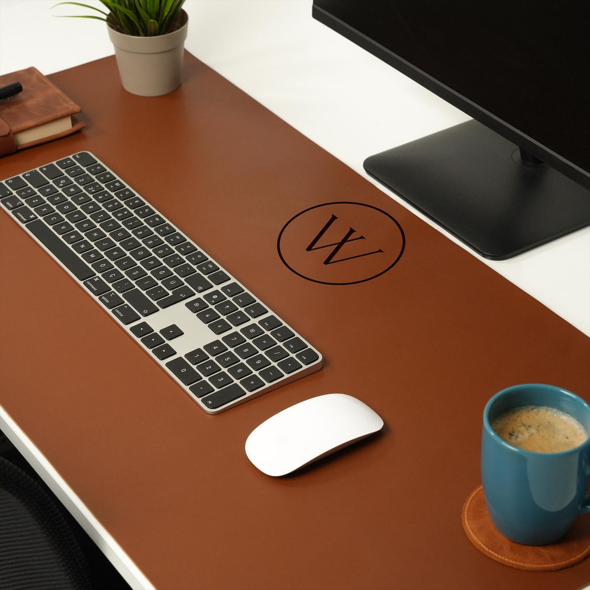 Personalized Custom Size Leather Desk Mat, Office Desk Pad, Round Mouse Pad, Table Protector, Custom Office Desk Accessories, Gift for Boss