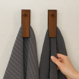 Wooden Wall Mount Hand Towel Holder: Midcentury Modern Bathroom Hooks, Housewarming Gift for Couples