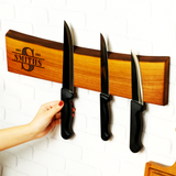 Personalized Magnetic Knife Holder: Rustic Kitchen Organizer Wooden Strip, Wall Display Stand