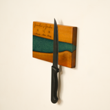 Walnut Epoxy Knife Display Magnetic Board: Grandma’s Garden Personalized Engraving, Kitchen Wall Decor