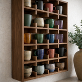 Coffee Mug Rack Wall Shelf: Wooden Cup Holder for Kitchen Coffee Station