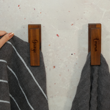 Wooden Wall Mount Hand Towel Holder: Midcentury Modern Bathroom Hooks, Housewarming Gift for Couples