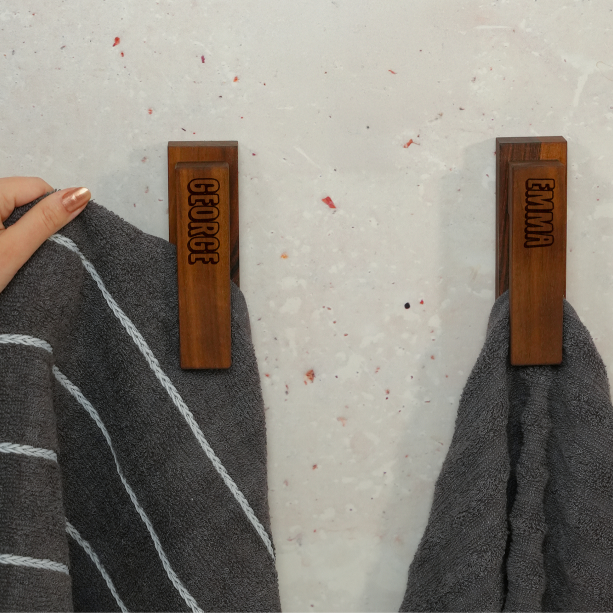 Wooden Wall Hooks for Kids Room: Custom Engraved Baby Name Hanger, Nursery Wall Decor