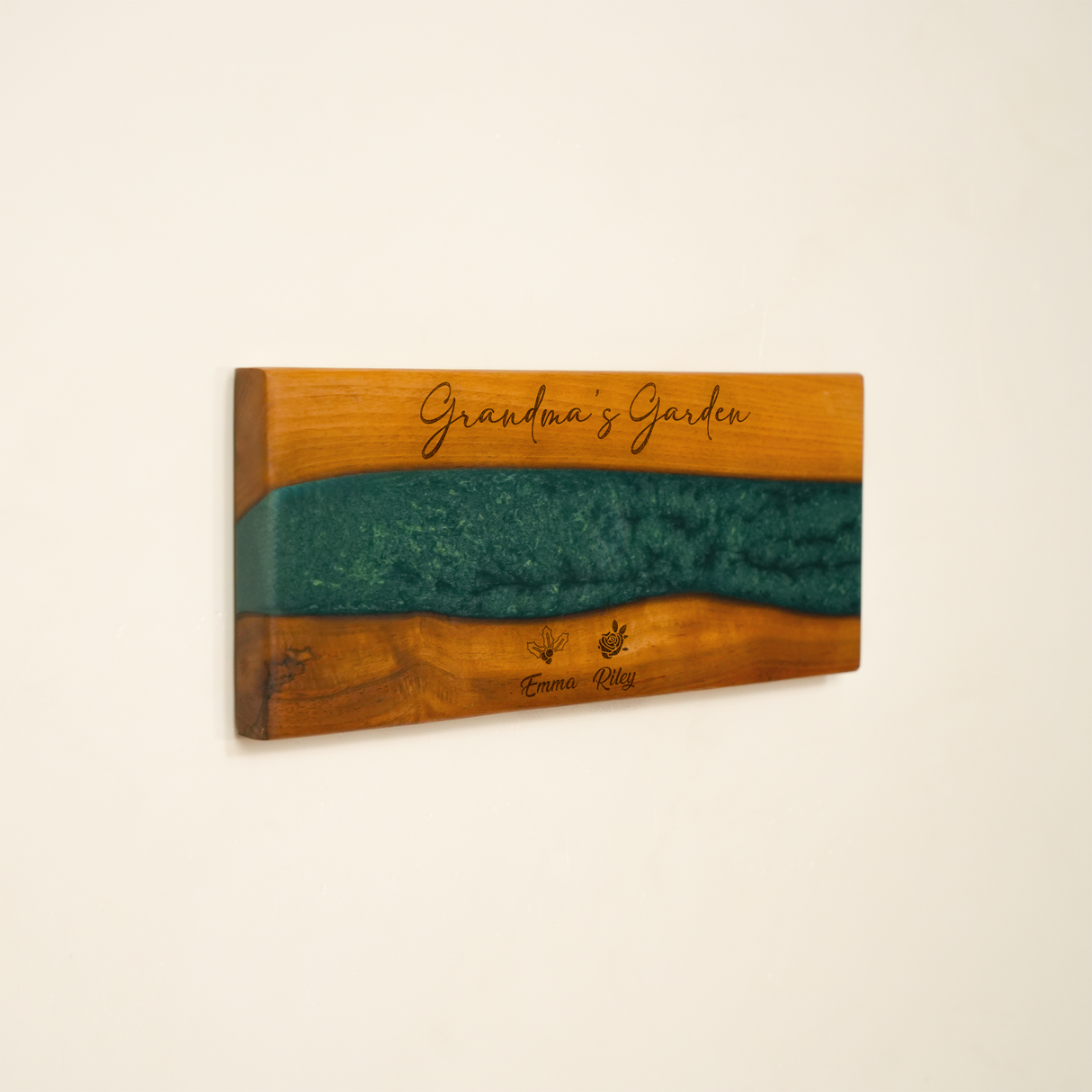 Walnut Epoxy Knife Display Magnetic Board: Grandma’s Garden Personalized Engraving, Kitchen Wall Decor