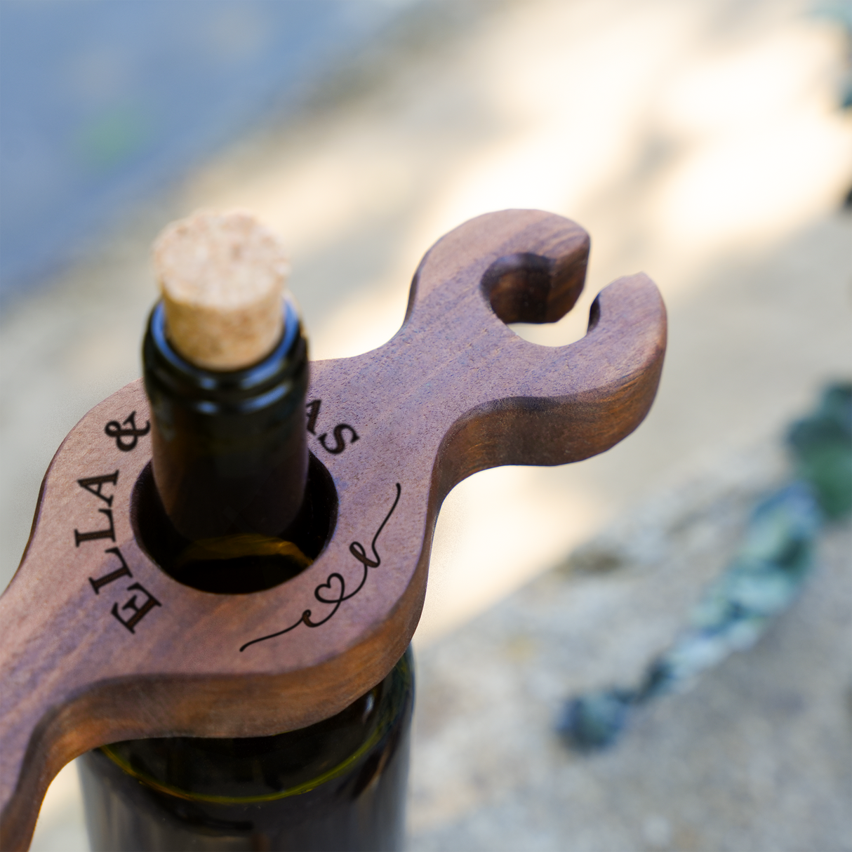 Custom Engraved Walnut Wine Bottle Holder: Rustic Wooden Caddy with Style Options
