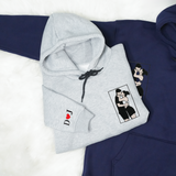 Custom Couple Portrait Sweatshirt: Embroidered Family Photo with Initials on Sleeve, Christmas Gift