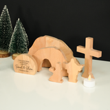 Custom Farmhouse Christmas Decor Wooden Nativity Set: Personalized Bible Verse Display