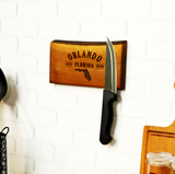 Personalized Magnetic Knife Holder: Rustic Kitchen Organizer Wooden Strip, Wall Display Stand