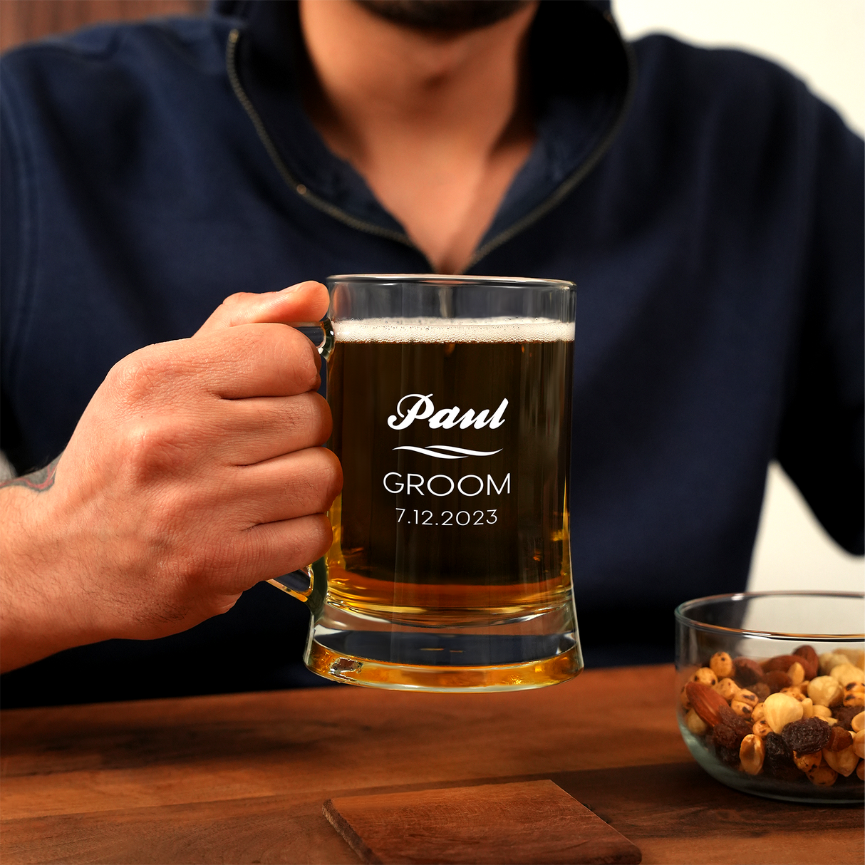 Custom Groomsmen Gift Beer Mug, Personalized Best Man Gift, Bachelor Party Drinking Glass, Father of the Groom, Beer Glasses, Wedding Gifts