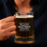Personalized Grooomsman Beer Glass, Custom Beer Glass with Handle, Best Man Proposal, Groomsmen Gift, Husband Dad Gift, Beer Mug for Men