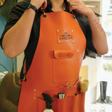 Custom Leather Hair Stylist Apron with Pockets, Personalized Aprons for Men, Barber Gift, Hairdresser Gift, Barber Accessory, Gift for Him