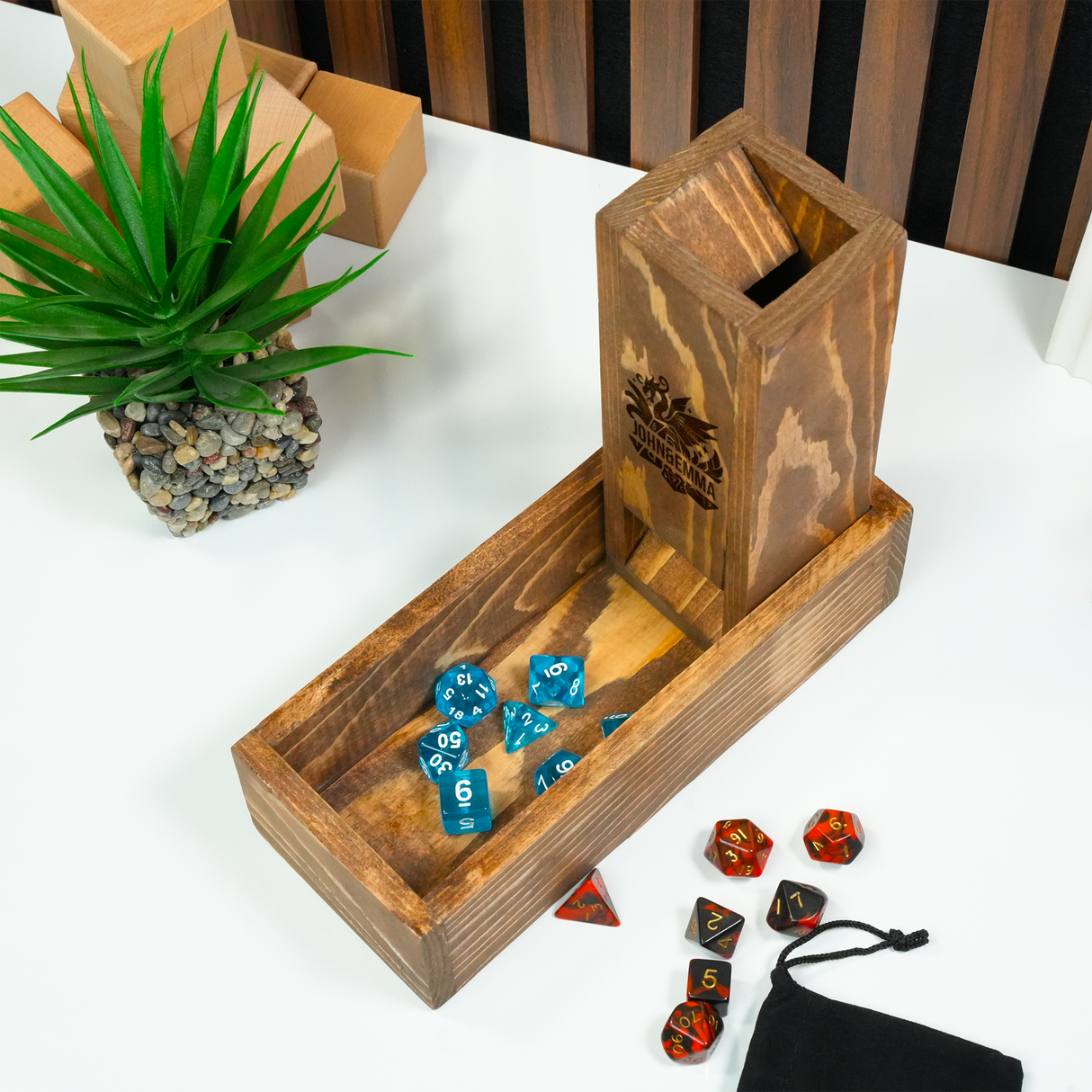 Personalized Wooden Dice Tower for DnD and RPG: Tabletop Roleplaying Games Rolling Tray