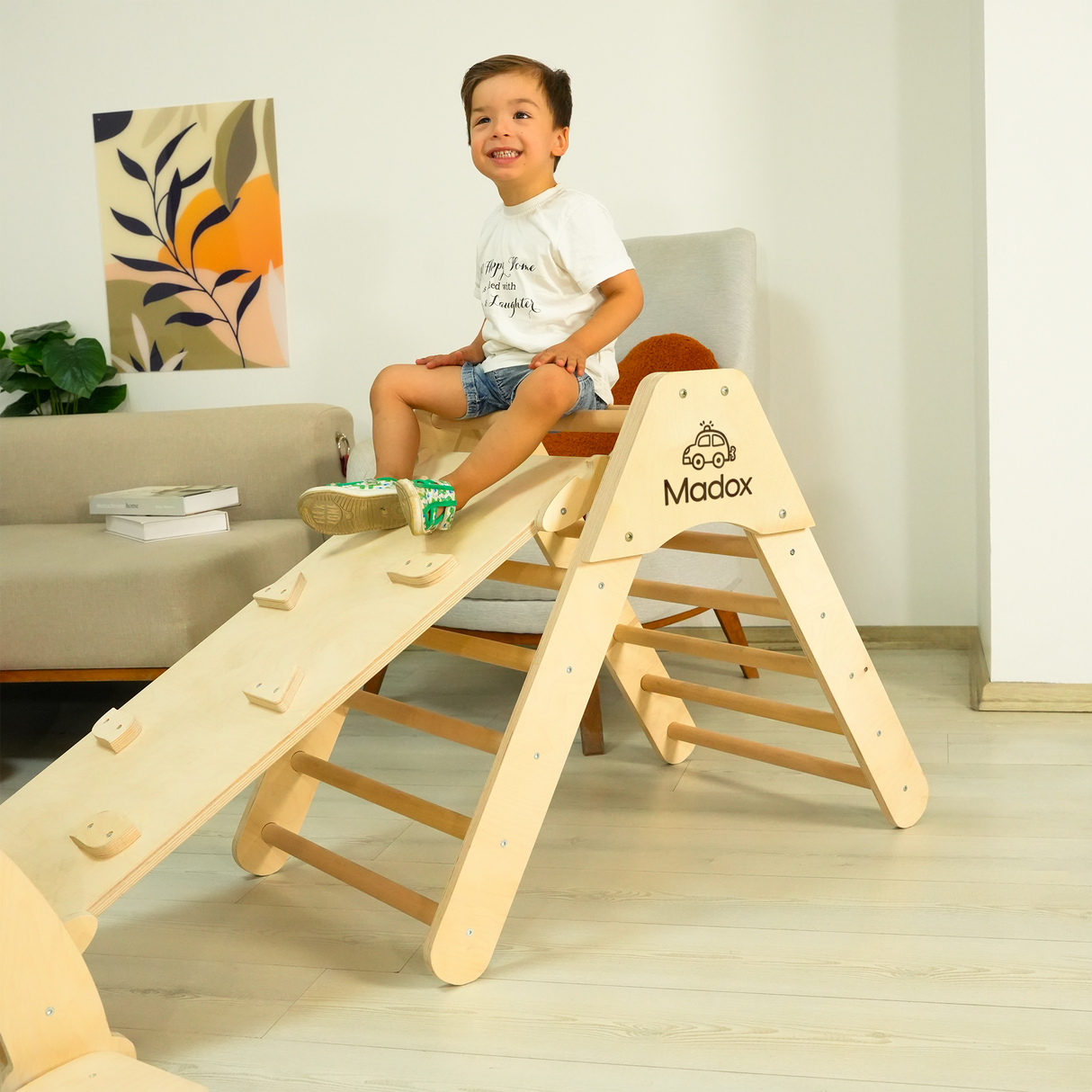 Montessori Baby Climber Play Set with Arch Ramp Tower and Rocker: Personalized Solid Wood Baby Gym