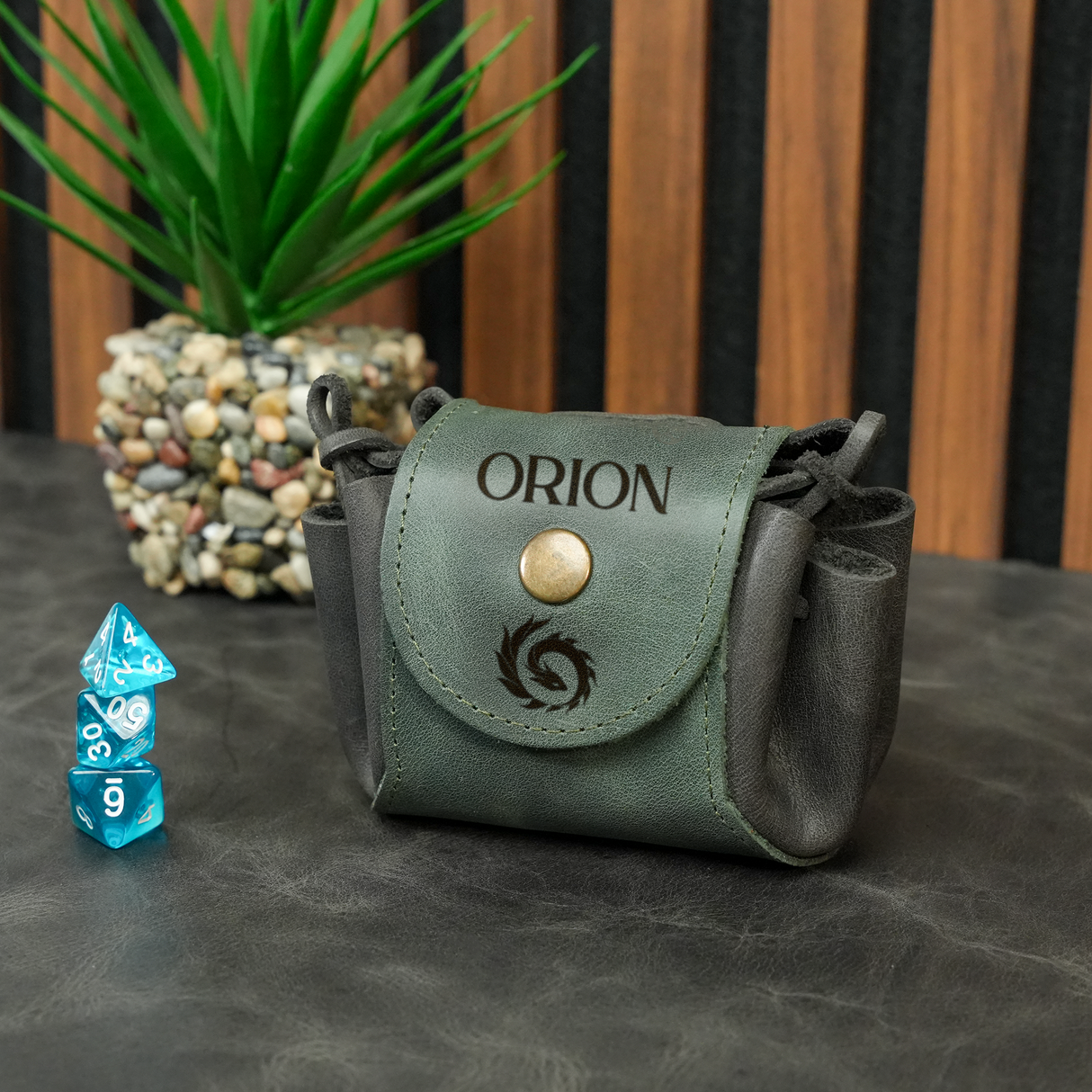 Personalized Engraved RPG Dice Bag: Custom Leather Dice Pouch for Tabletop Games