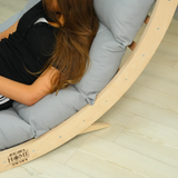 Wooden Rocking Lounger with Cushion: Multifunctional Relax Chair for Relaxing and Meditation