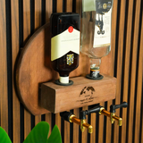 Wall Mounted Rustic Whiskey Dispenser with Glass Shelf: Solid Pine Wood Home Bar Gift