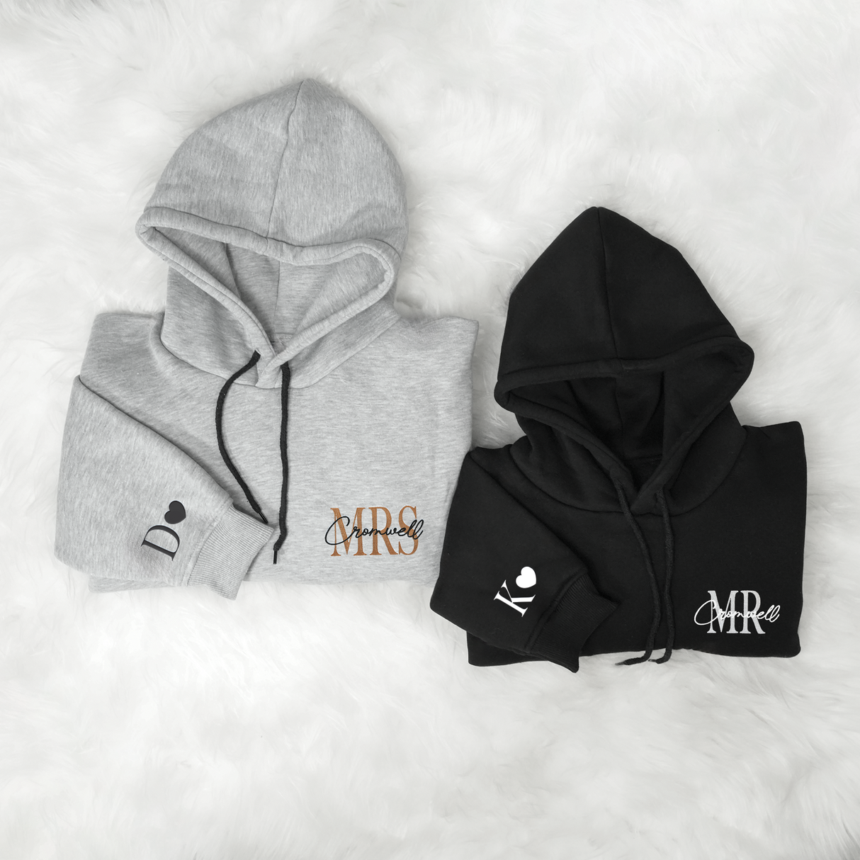 Custom Embroidered Mr Mrs Couple Hoodies: Personalized Matching Sweatshirt, Wedding Gift Ideas for Couples