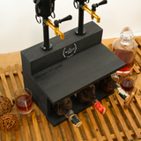Personalized Double Faucet Whiskey Dispenser: Industrial-Style Liquor Pourers with Bottle Storage